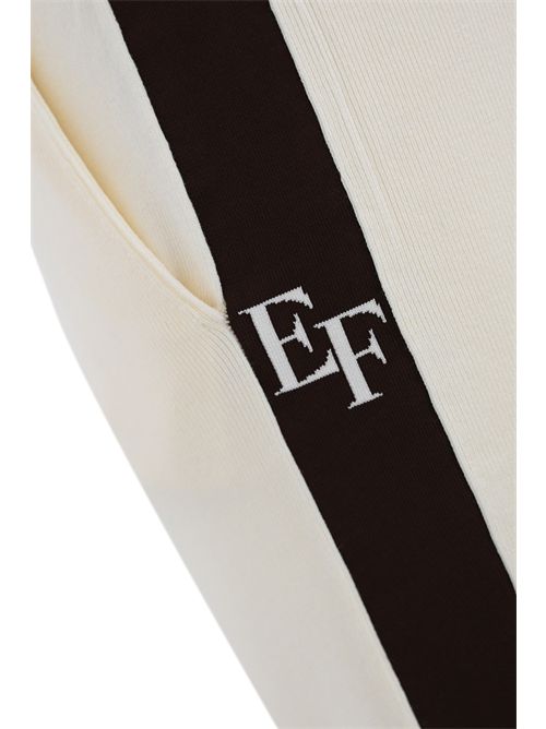 Pantaloni in viscosa con bande lucide Milk/Coffee Elisabetta Franchi | KP69S56E2EG2